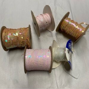 Iridescent Sequins Sequined Trim Ribbon Sewing Notions Crafts Crafting